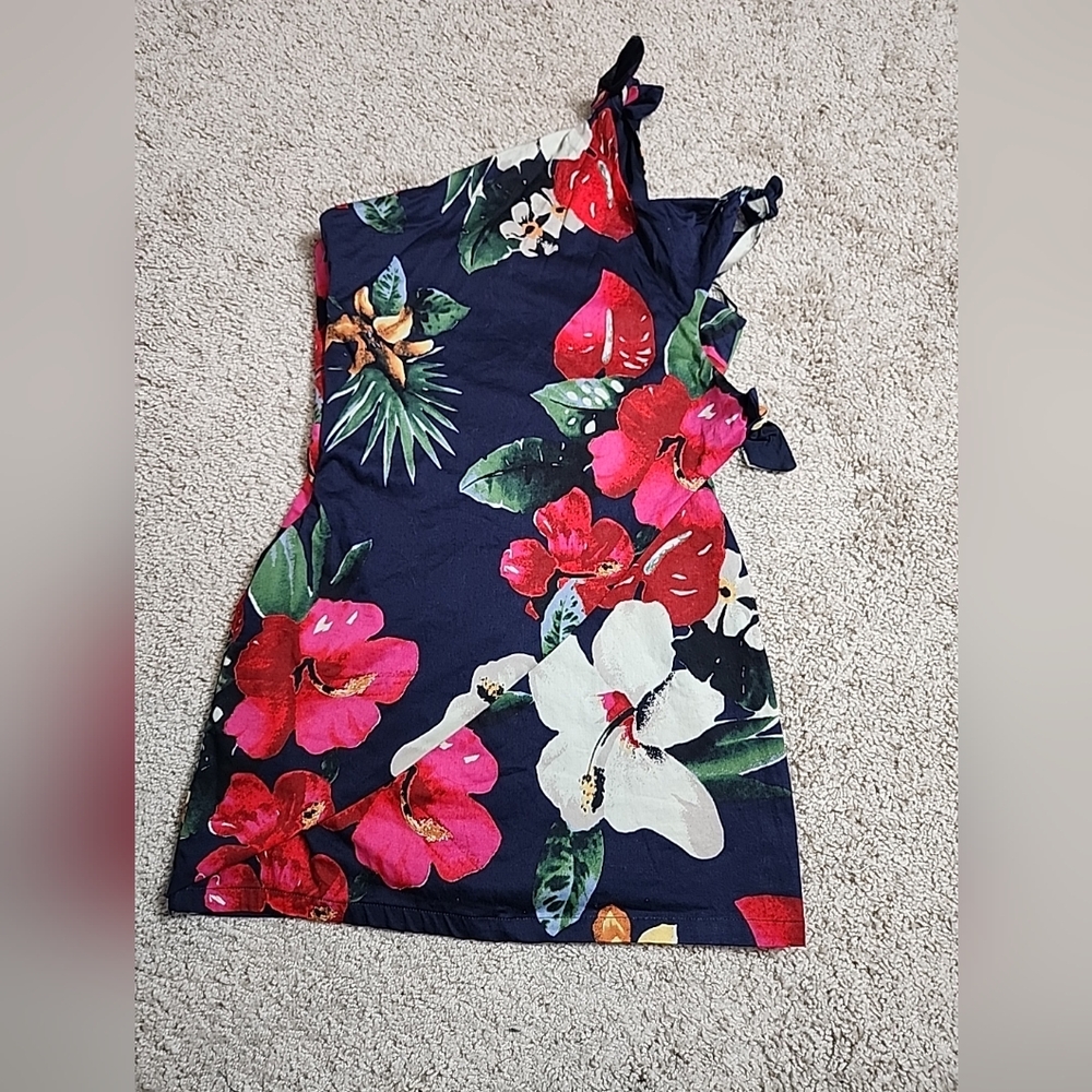 NWT! Zara Tropical Floral Side Tie One Shoulder Dress Size: M - Picture 7 of 13